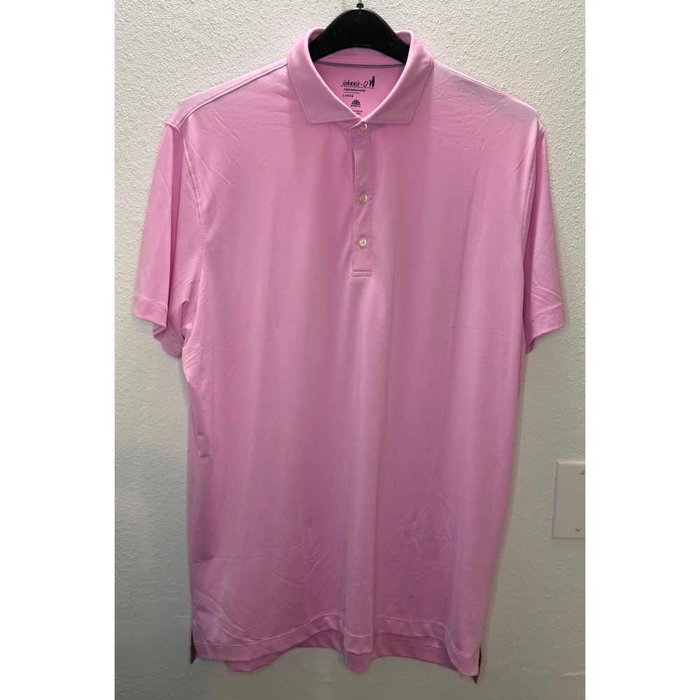 Johnnie-O Performance Polo Mens Large Pink UPF 50 Stretch Golf Shirt